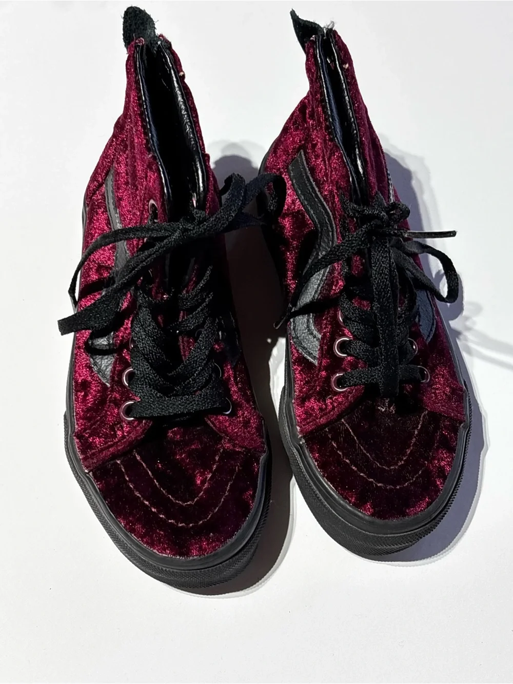 Converse Burgundy Velvet High-Top Sneakers with Black Sole